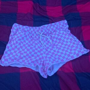 Pink and white checkered shorts size xl 14-15 old navy